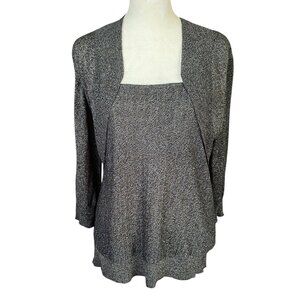 Dressbarn Petite PL black 3/4 sleeves pullover soft sweater top women's